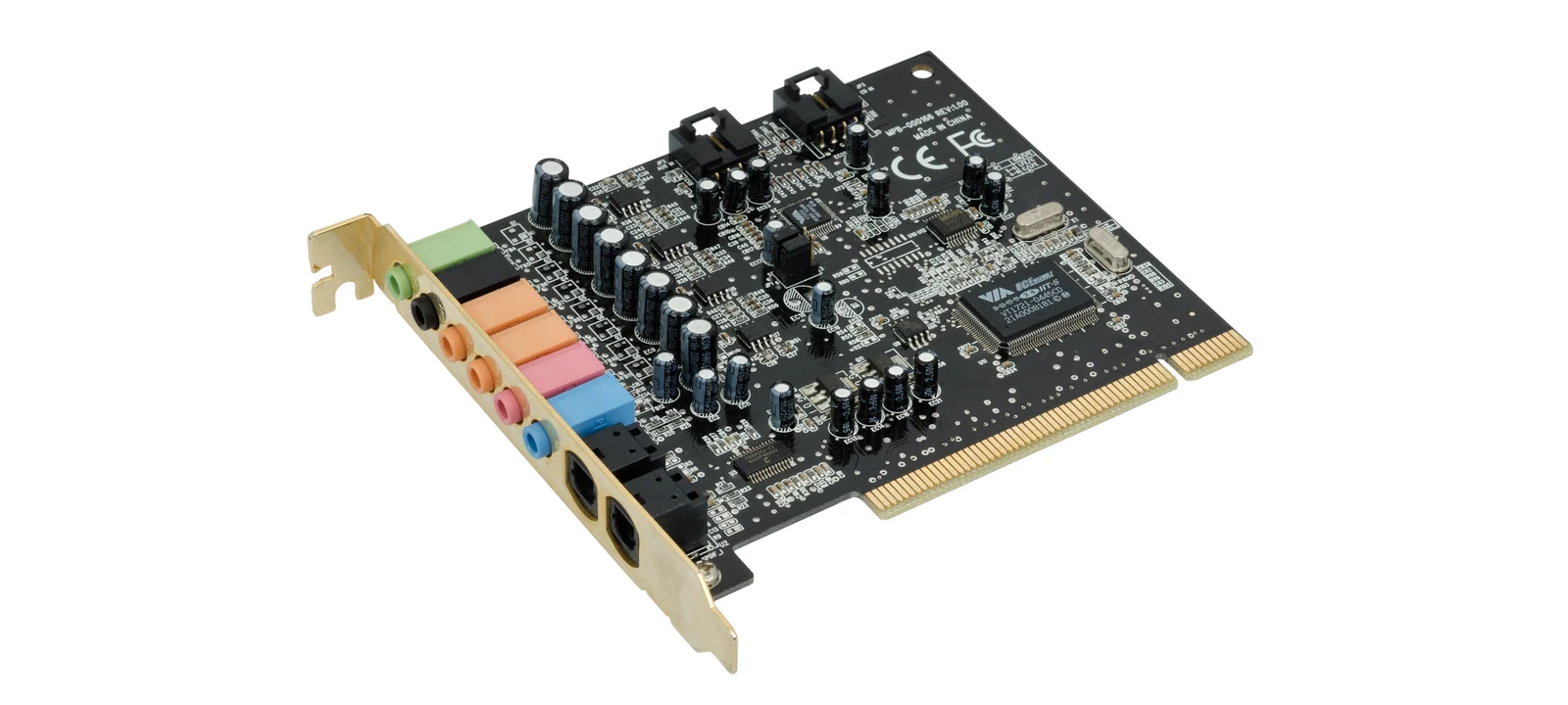 アナログ音声端子と光デジタル端子を備えるPCI Expressサウンドカード